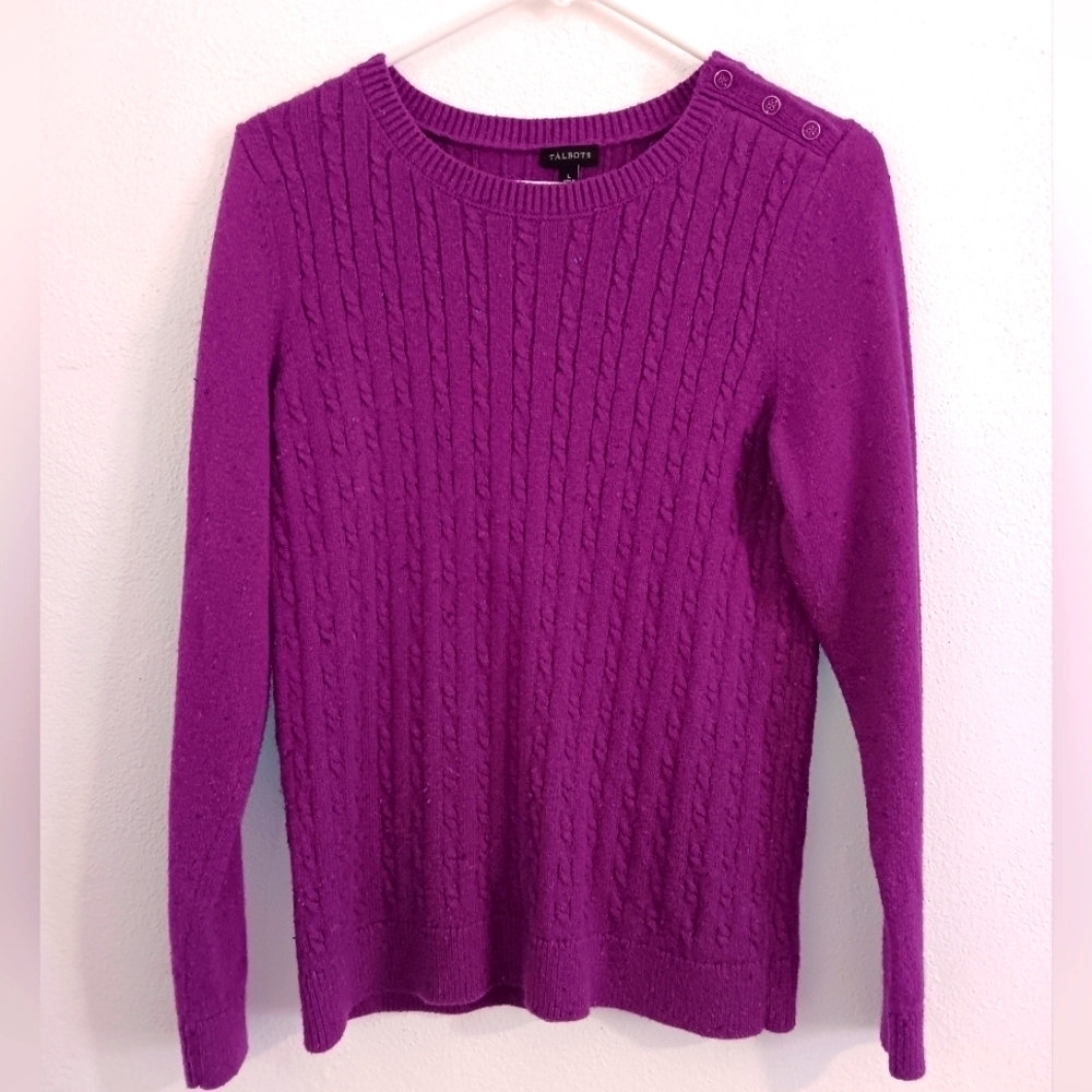 Talbots sweater women's size L purple with multi colored flecks